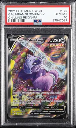 2021 POKEMON CHILLING REIGN #179 GALARIAN SLOWKING V FULL ART PSA 10 - Image 1