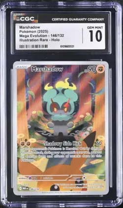 2025 POKEMON MEG EN-MEGA EVOLUTION ILLUSTRATION RARE #146 MARSHADOW CGC 10 GEM - Image 1
