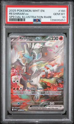 2025 POKEMON WHT EN-WHITE FLARE SPECIAL ILLUSTRATION RARE RESHIRAM EX PSA 10 - Image 1