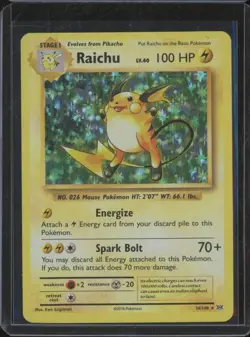 2016 Pokemon XY Evolutions 20th Anniversary RAICHU #36 Holo Foil JFB4 - Image 1