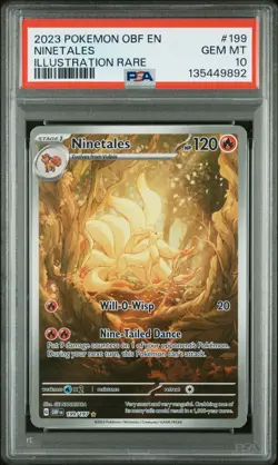 2023 POKEMON OBF EN-OBSIDIAN FLAMES ILLUSTRATION RARE #199 NINETALES PSA 10 - Image 1