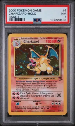 2000 Pokemon Game Charizard Holo Base II #4 PSA 7 Near Mint - Image 1