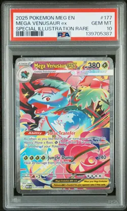 2025 POKEMON MEG EN-SPECIAL ILLUSTRATION RARE #177 MEGA VENUSAUR EX PSA 10 - Image 1