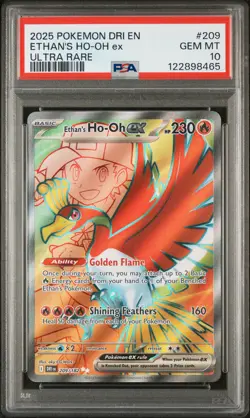 2025 POKEMON DRI EN-DESTINED RIVALS ULTRA RARE #209 ETHAN'S HO-OH EX PSA 10 - Image 1