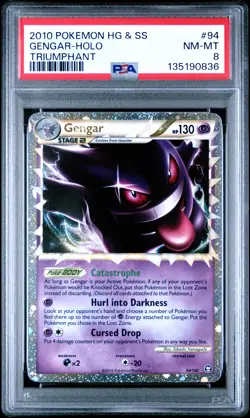 2010 POKEMON HEARTGOLD & SOULSILVER TRIUMPHANT #94 GENGAR-HOLO PSA 8 - Image 1