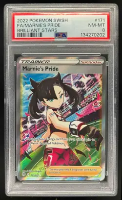 2022 Pokemon SWSH Brilliant Stars Marnie's Pride #171/172 PSA 8 - Image 1