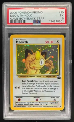 1999 Pokemon Wizards Black Star Promos Meowth #10 PSA 5 - Image 1