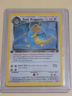 1st Edition Dark Dragonite Holo Rare 5/82 Team Rocket Pokemon HP Card Vintage - Image 4