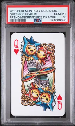 2015 POKEMON PLAYING CARDS PRETEND MAGIKARP & GYARADOS QUEEN OF HEARTS PSA 10 - Image 1