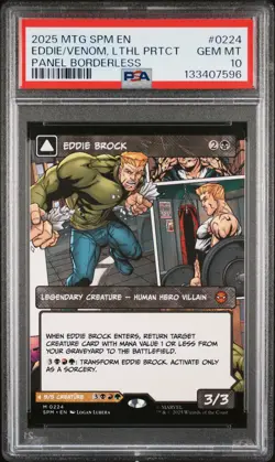 2025 MTG MARVELS SPIDER-MAN BORDERLESS EDDIE BROCK/VENOM LETHAL PROTECTOR PSA 10 - Image 1