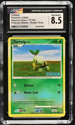 CGC 8.5 Turtwig Majestic Dawn 77/100 Platinum Stamp Burger King Pokemon Card - Image 1