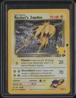 2021 Pokemon Celebrations ROCKET'S ZAPDOS #15 Classic Collections Stamped JFB3 - Image 1