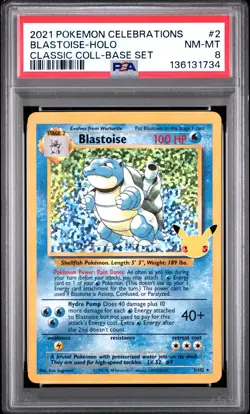 2021 POKEMON CELEBRATIONS CLASSIC COLLECTION #2 BLASTOISE-HOLO PSA 8 - Image 1