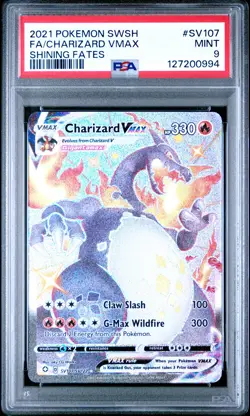 2021 POKEMON SWORD & SHIELD SHINING FATES #SV107 FULL ART/CHARIZARD VMAX PSA 9 - Image 1