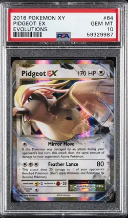 2016 POKEMON XY EVOLUTIONS #64 PIDGEOT EX PSA 10 - Image 1