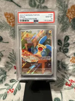 2023 Pokemon SV Paradox Rift Minun #194/182 PSA 10 - Image 1