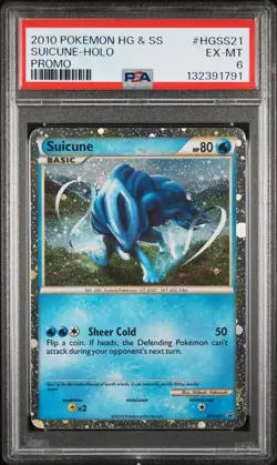 2010 POKEMON HEARTGOLD & SOULSILVER PROMO #HGSS21 SUICUNE-HOLO PSA 6 - Image 1