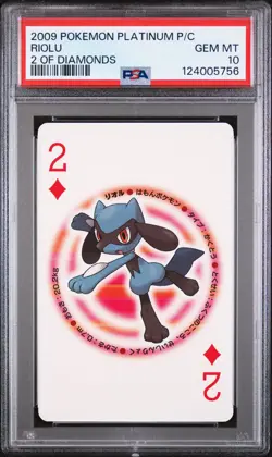 2009 POKEMON PLATINUM VERSION PLAYING CARDS 2 OF DIAMONDS RIOLU PSA 10 - Image 1