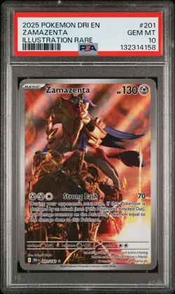2025 Pokemon Destined Rivals DRI En Zamazenta Illustration Rare #201 PSA 10 Gem - Image 1