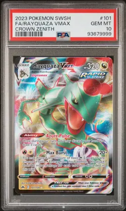 2023 POKEMON SWORD & SHIELD CROWN ZENITH #101 FULL ART/RAYQUAZA VMAX PSA 10 - Image 1