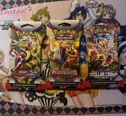 Pokemon Scarlet & Violet Sleeved Booster Pack Lot Of 3 Paldea Evolved Stellar - Image 1