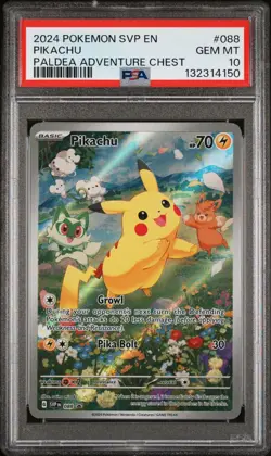 2024 Pokemon SVP En Pikachu Paldea Adventure Chest Black Star Promo #088 PSA 10 - Image 1