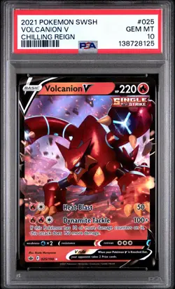 2021 POKEMON SWORD & SHIELD CHILLING REIGN #025 VOLCANION V PSA 10 - Image 1