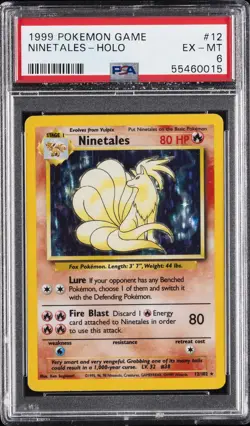 1999 POKEMON BASE SET UNLIMITED #12 NINETALES-HOLO PSA 6 - Image 1