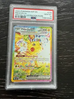 Pokemon TCG Pokemon Pikachu Ex Pikachu Holo Surging Sparks PSA 10 - Image 1