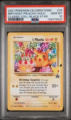 2021 POKEMON CELEBRATIONS CLASSIC COLLECTION #24 BIRTHDAY PIKACHU-HOLO PSA 10 - Image 1