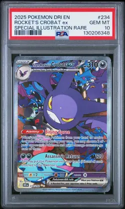 2025 Pokemon DRI En Rocket's Crobat Ex Special Illustration Rare #234 PSA 10 Gem - Image 1