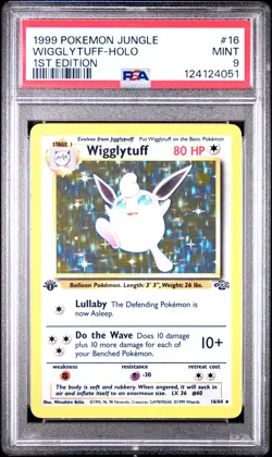 1999 POKEMON JUNGLE 1ST EDITION #16 WIGGLYTUFF-HOLO PSA 9 - Image 1