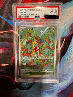Pokemon Shuckle 136/132 Me01 Mega Evolution Illustration Rare Holo PSA 8 2025 - Image 1