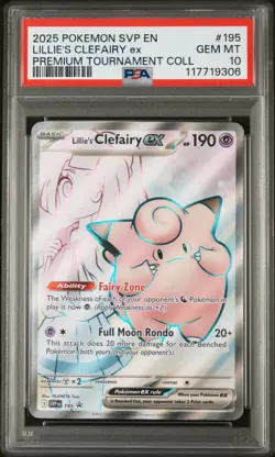 2025 POKEMON SVP PREMIUM TOURNAMENT COLLECTION #195 LILLIE'S CLEFAIRY EX PSA 10 - Image 1