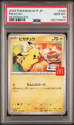 2025 POKEMON JAPANESE M-P PROMO MCDONALD'S #020 PIKACHU PSA 10 - Image 1