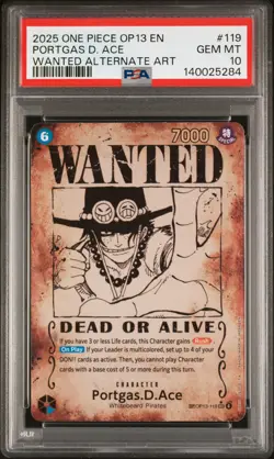 2025 ONE PIECE CARRYING ON HIS WILL ALTERNATE ART PORTGAS D. ACE PSA 10 - Image 1