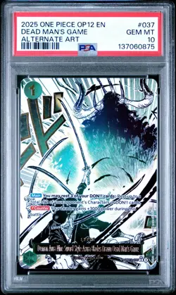 2025 ONE PIECE OP12-037 LEGACY OF THE MASTER DEAD MAN'S GAME ALT ART PSA 10 - Image 1
