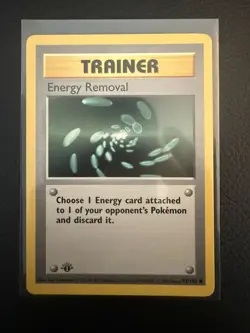 Energy Removal 92/102 1st Edition Shadowless Base Set Pokemon Card WOTC 1999 NM - Image 1