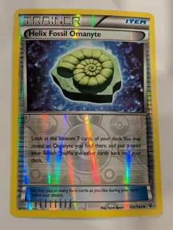 Helix Fossil Omanyte 102/124 - XY Fates Collide Pokemon Reverse Holo Foil Nice! - Image 1