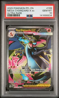2025 POKEMON PFL EN-PHANTASMAL FLAMES ULTRA RARE #109 MEGA CHARIZARD X EX PSA 10 - Image 1