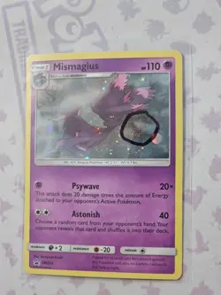 POKEMON MISMAGIUS SM222 BLACK STAR PROMO COSMOS HOLOFOIL LP CARD HD SWIRL - Image 1