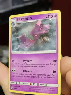 POKEMON MISMAGIUS SM222 BLACK STAR PROMO COSMOS HOLOFOIL LP CARD HD SWIRL - Image 2