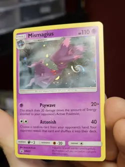 POKEMON MISMAGIUS SM222 BLACK STAR PROMO COSMOS HOLOFOIL LP CARD HD SWIRL - Image 3