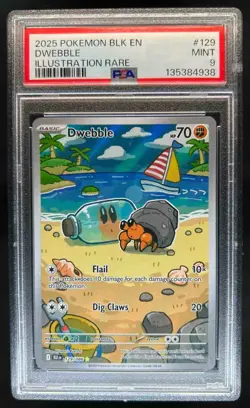 2025 Pokemon SV Black Bolt BLK EN Dwebble Illustration Rare #129/086 PSA 9 - Image 1