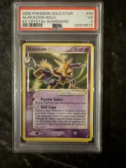 2006 POKEMON EX CRYSTAL GUARDIANS GOLD STAR #99 ALAKAZAM-HOLO PSA 3 - Image 1