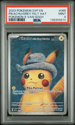 2023 POKEMON SVP EN-SV BLACK STAR PROMO #085 PIKACHU WITH GREY FELT HAT PSA 9 - Image 1