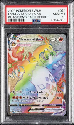 2020 POKEMON SWORD & SHIELD CHAMP'S PATH SECRET FULL ART/CHARIZARD VMAX PSA 10 - Image 1