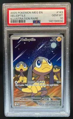 2025 Pokemon Mega Evolution Helioptile Illustration Rare #143/132 PSA 10 - Image 1