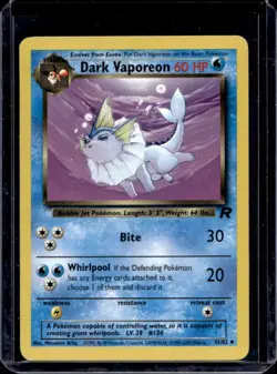 2000 Pokemon Team Rocket Dark Vaporeon #45/82 - Image 1