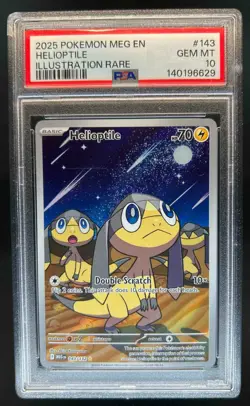 2025 Pokemon Mega Evolution Helioptile Illustration Rare #143/132 PSA 10 - Image 1